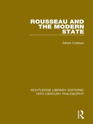 cover image of Rousseau and the Modern State